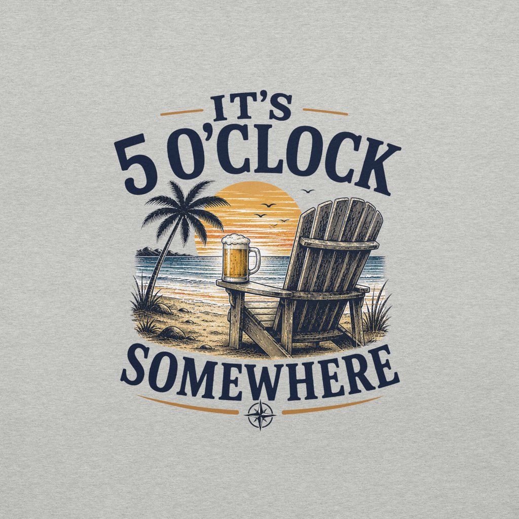 It's 5 O'Clock Somewhere Beach T-Shirt | Just Beers