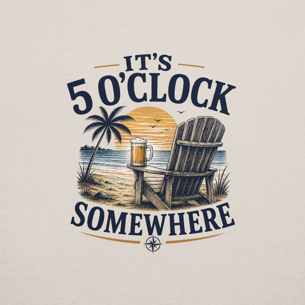 It's 5 O'Clock Somewhere Beach T-Shirt | Just Beers