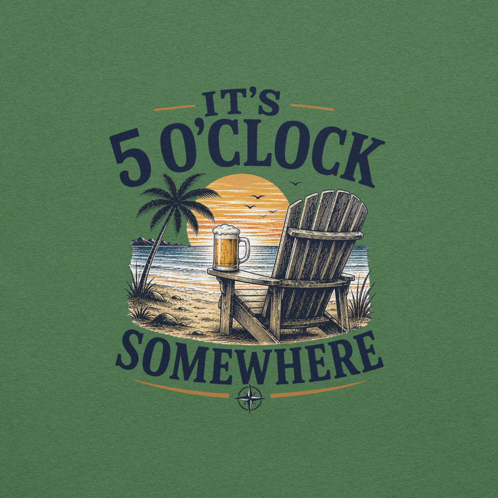 It's 5 O'Clock Somewhere Beach T-Shirt | Just Beers