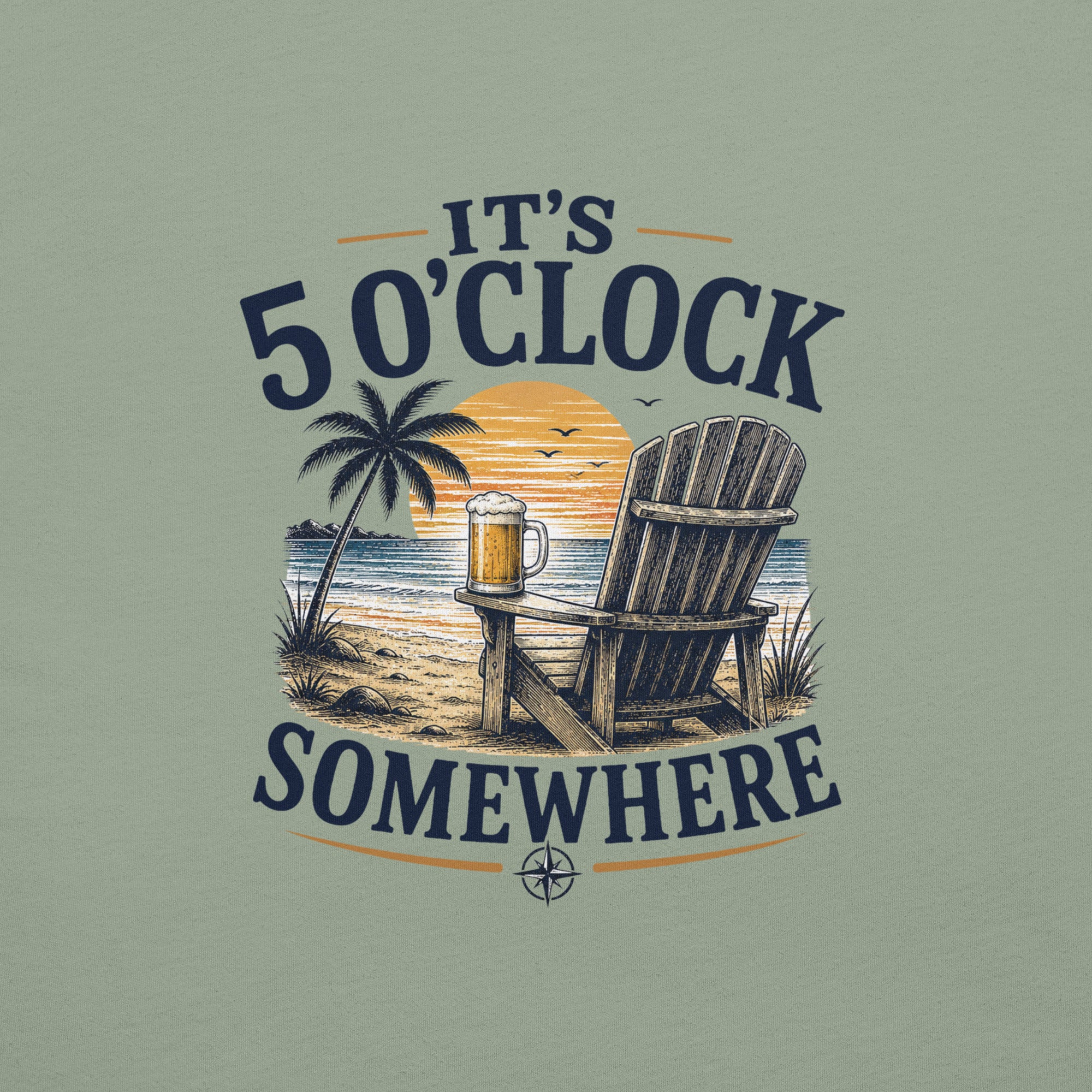 It's 5 O'Clock Somewhere Beach T-Shirt | Just Beers