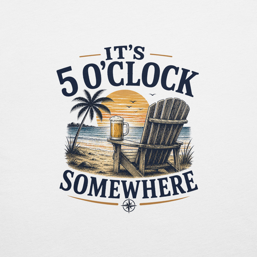 It's 5 O'Clock Somewhere Beach T-Shirt | Just Beers