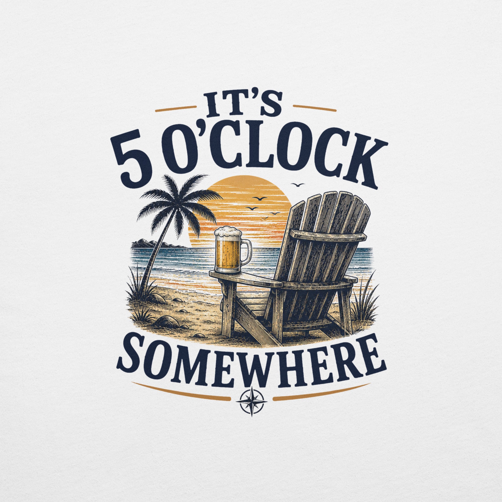 It's 5 O'Clock Somewhere Beach T-Shirt | Just Beers